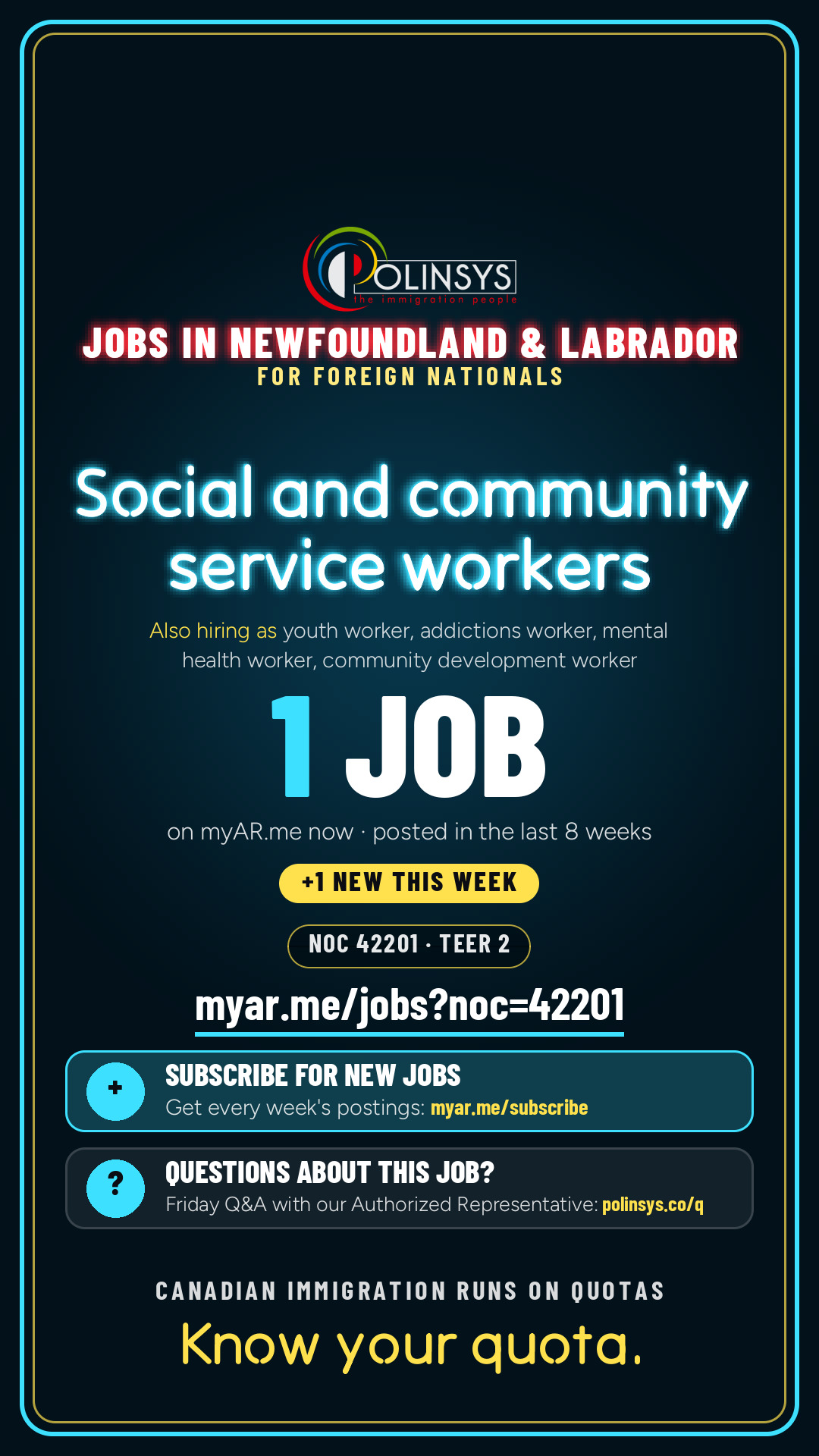 Job card: Social and community service workers (NOC 42201) — 1 jobs on myAR.me
