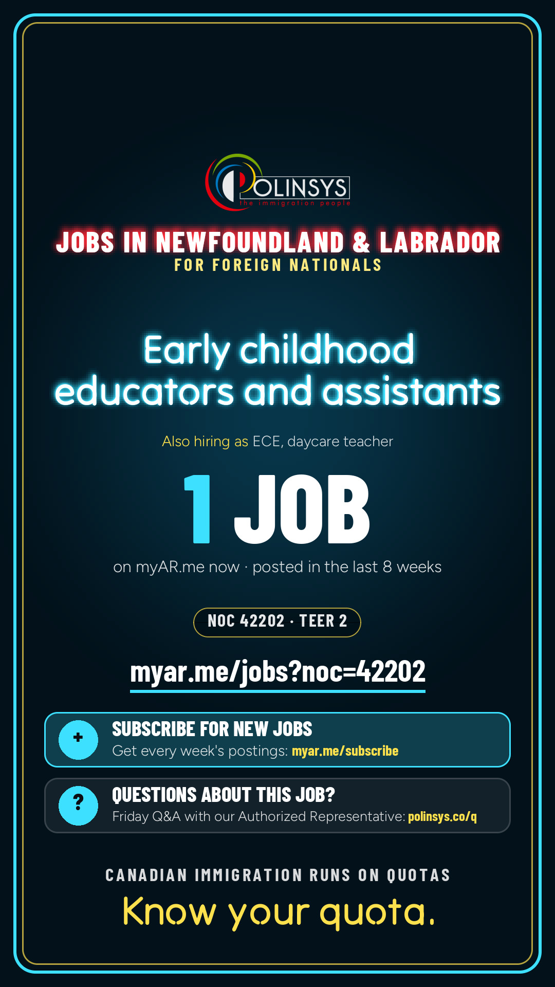 Job card: Early childhood educators and assistants (NOC 42202) — 1 jobs on myAR.me